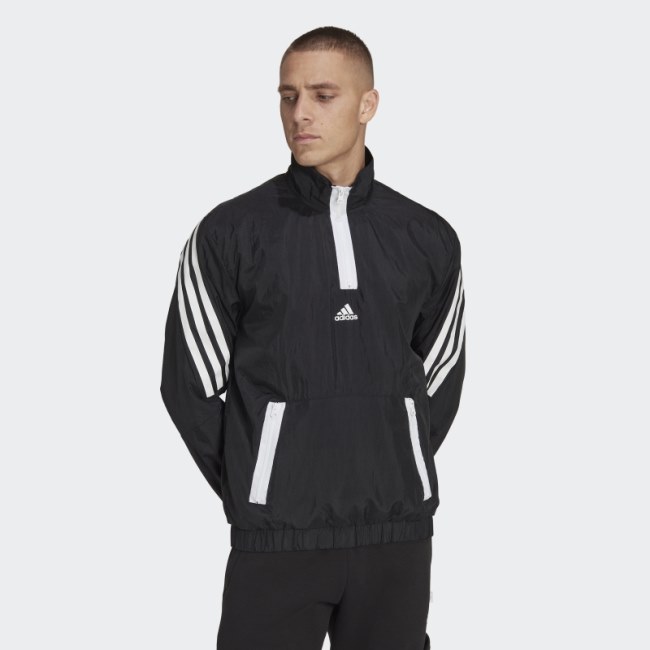 Adidas Black Future Icons 3-Stripes Woven 1/4 Zip Sweater