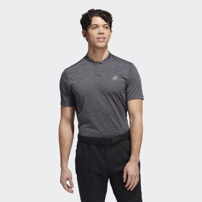 Black Adidas Textured Stripe Polo Shirt