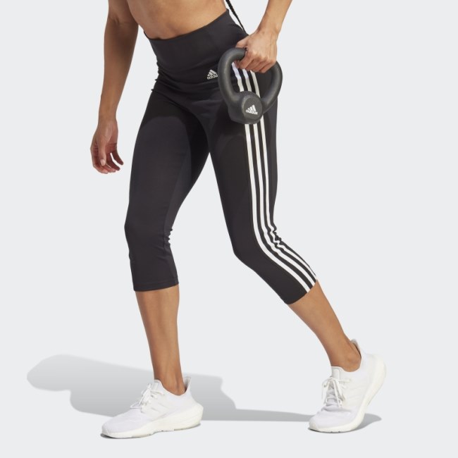 Adidas Designed to Move High-Rise 3-Stripes 3/4 Sport Leggings White Stylish
