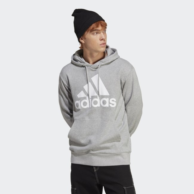 Adidas Medium Grey Essentials French Terry Big Logo Hoodie
