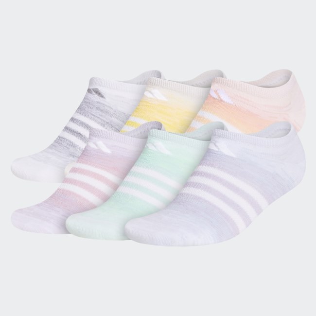 White Adidas Ombre No-Show Socks 6 Pairs