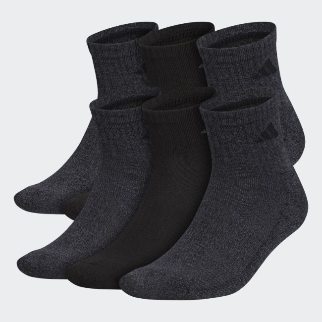 Black Adidas Athletic Quarter Socks 6 Pairs