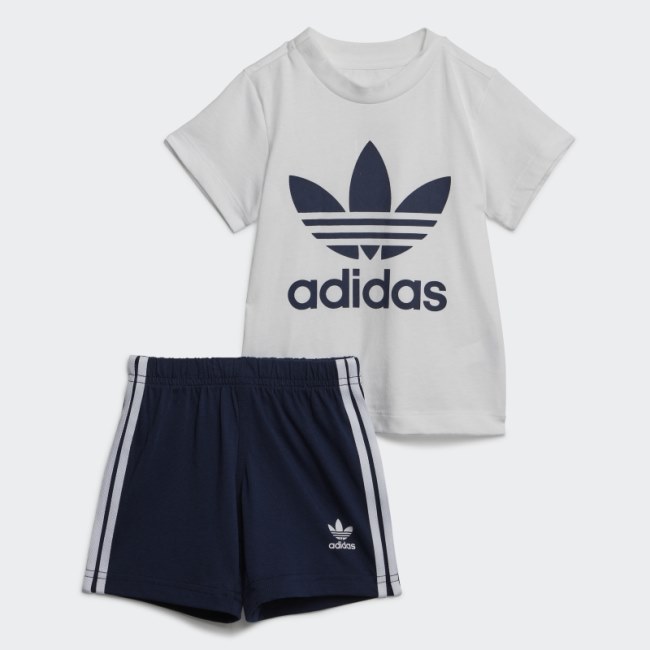 Adidas Night Indigo Trefoil Shorts Tee Set