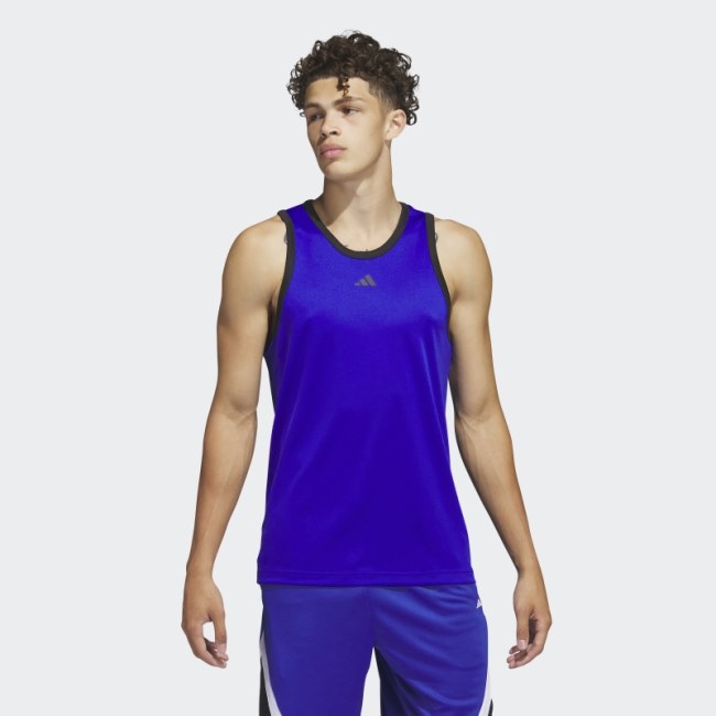 Blue Adidas Basketball 3-Stripes Tank Top Hot