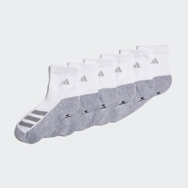 Cushioned Angle Stripe Quarter Socks 6 Pairs Adidas White