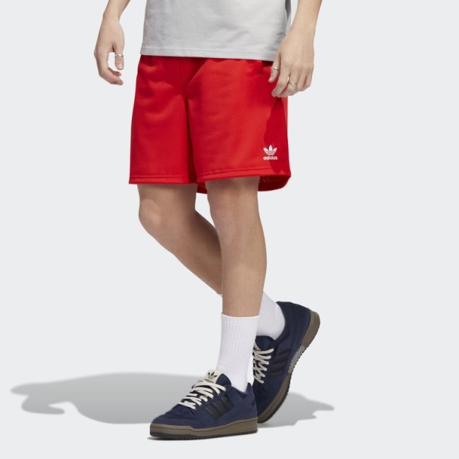 Red Adidas Essentials Mesh Shorts