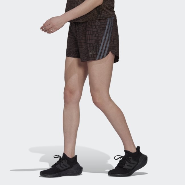 Adidas Run Icons 3-Stripes Crocodile Print Running Shorts Black
