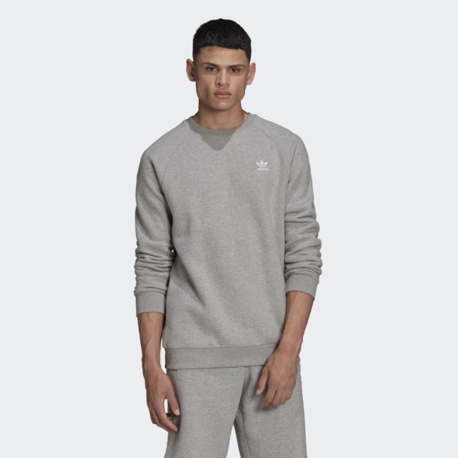 Medium Grey Adicolor Essentials Trefoil Crewneck Sweatshirt Adidas