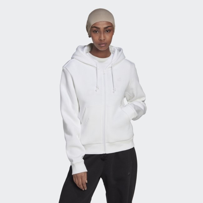 White Adidas ALL SZN Fleece Full-Zip Hoodie