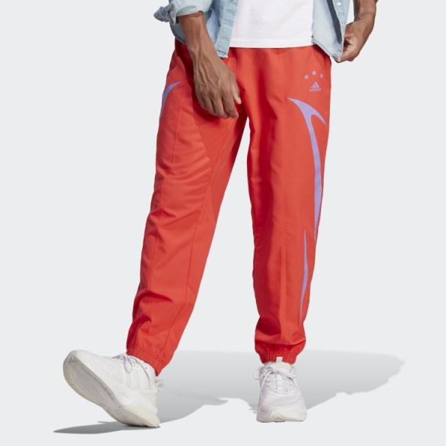 Red Colorblock Woven Pants Adidas