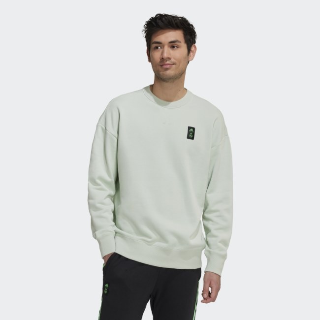 Green Adidas Real Madrid Lifestyler Crew Sweatshirt