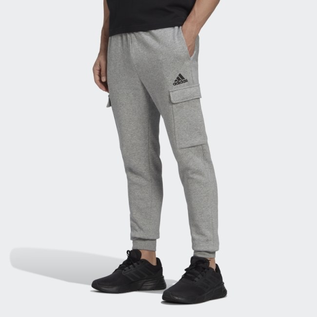 Medium Grey Essentials Fleece Regular Tapered Cargo Pants Adidas
