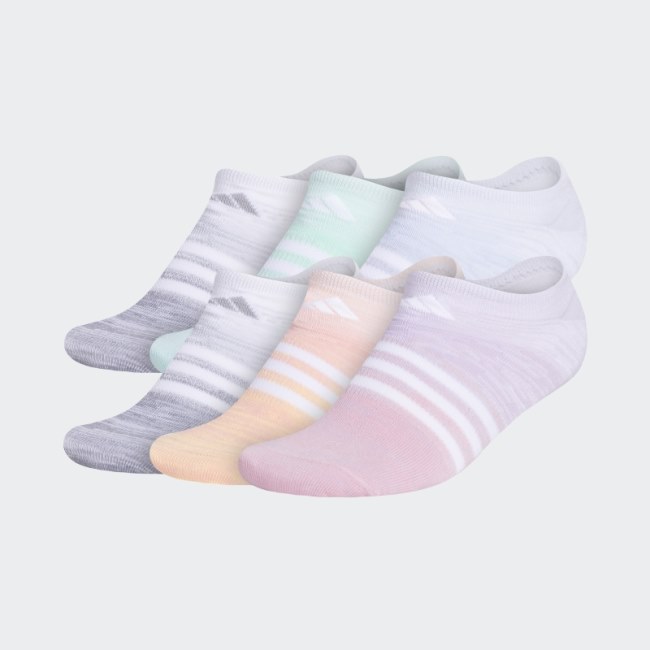 Adidas White Superlite Multi Space Dye No-Show Socks 6 Pairs