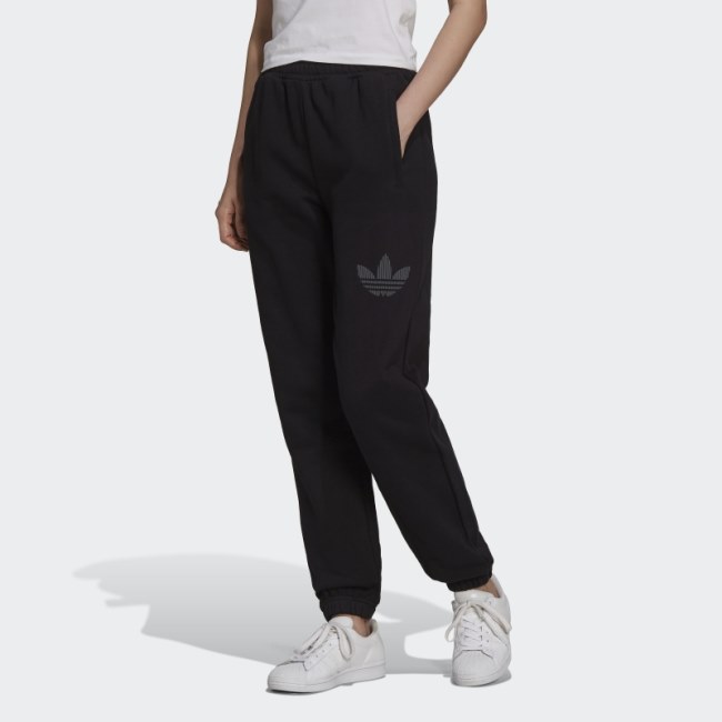 Cuffed Sweat Pants with Trefoil Graphic Black Adidas