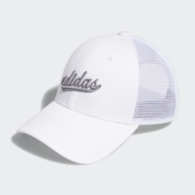 White Adidas Mesh Trucker Hat
