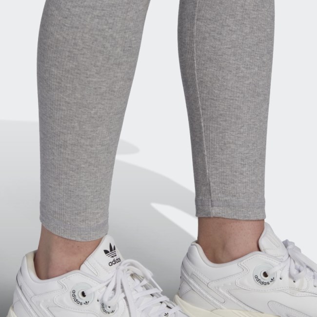 Medium Grey Adicolor Essentials+ Ribbed 7/8 Length Leggings Adidas