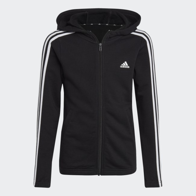 Essentials 3-Stripes Full-Zip Hoodie Adidas Black