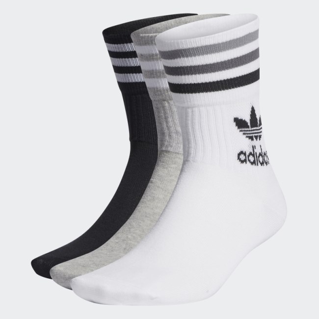 Adidas MID-CUT CREW SOCKS - 3 PAIRS Medium Grey