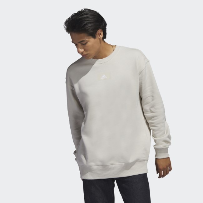 Adidas Essentials FeelVivid Cotton Fleece Drop Shoulder Sweatshirt Aluminium