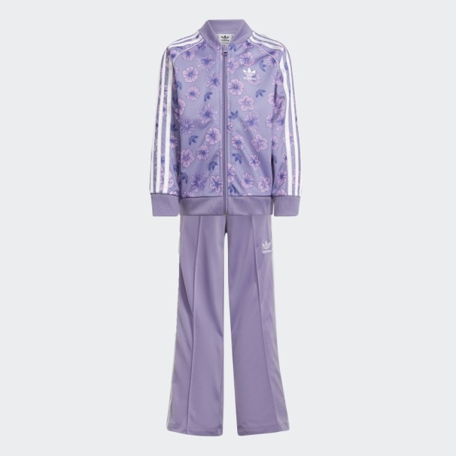 Lilac Adidas Floral Track Suit