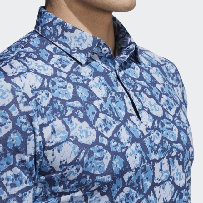 Adidas Cobblestone-Print Recycled Content Polo Shirt Aqua