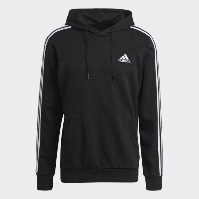 Black Adidas Essentials 3-Stripes Hoodie