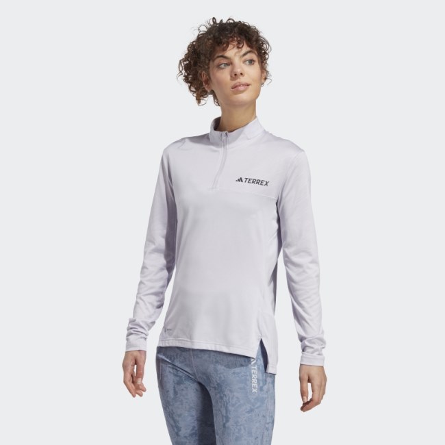 Adidas Terrex Multi Half-Zip Long-Sleeve Top Silver Dawn