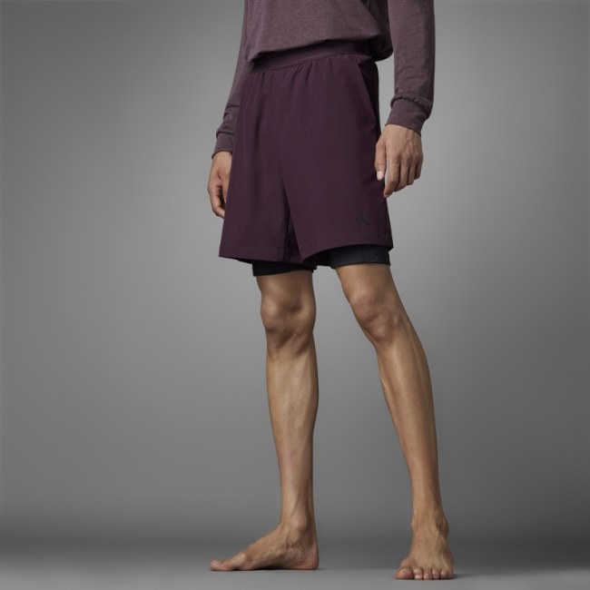 Adidas Maroon Authentic Balance Yoga 2-in-1 Shorts