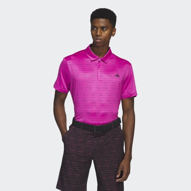 Stripe Zip Golf Polo Shirt Fuchsia Adidas