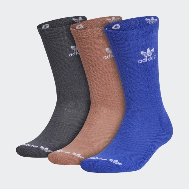 Blue Adidas Trefoil Crew Socks 3 Pairs