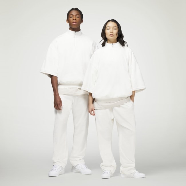 Adidas Basketball Velour 1/2 Zip Sweatshirt White Fashion