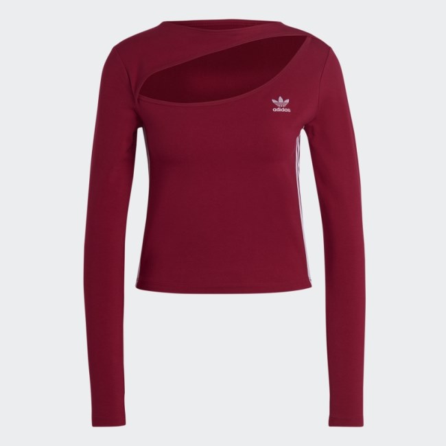 Burgundy Adidas Centre Stage Cutout Top