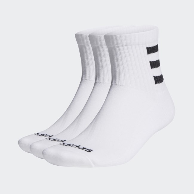 Adidas Half-Cushioned 3-Stripes Quarter Socks 3 Pairs White