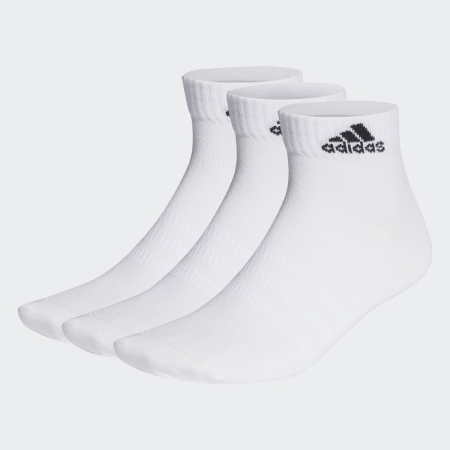 Thin and Light Ankle Socks 3 Pairs White Adidas