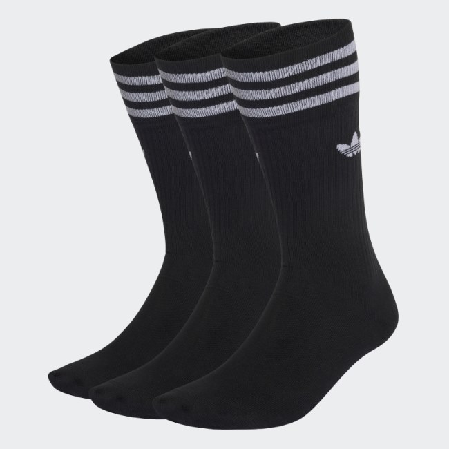 Black Adidas Solid Crew Socks 3 Pairs