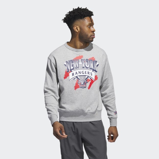 Adidas Rangers Vintage Crew Sweatshirt Medium Grey