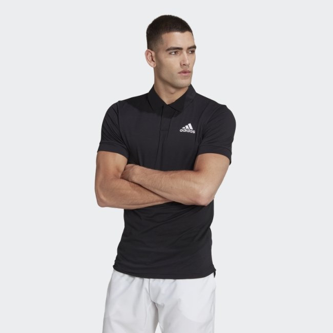 Black Adidas Tennis New York FreeLift Polo Shirt