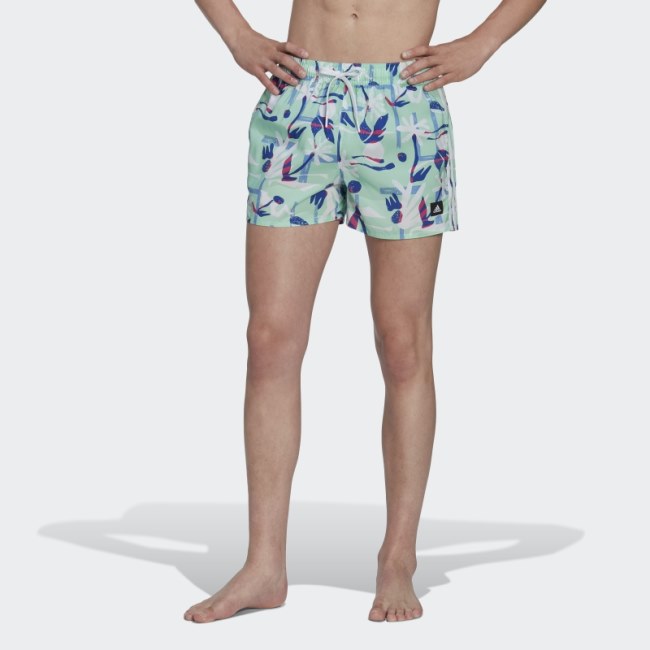 Seasonal Floral CLX Very Short Length Swim Shorts Adidas Mint
