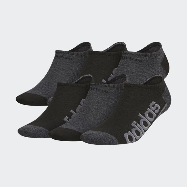 Adidas Black Superlite Linear 3 No-Show Socks 6 Pairs