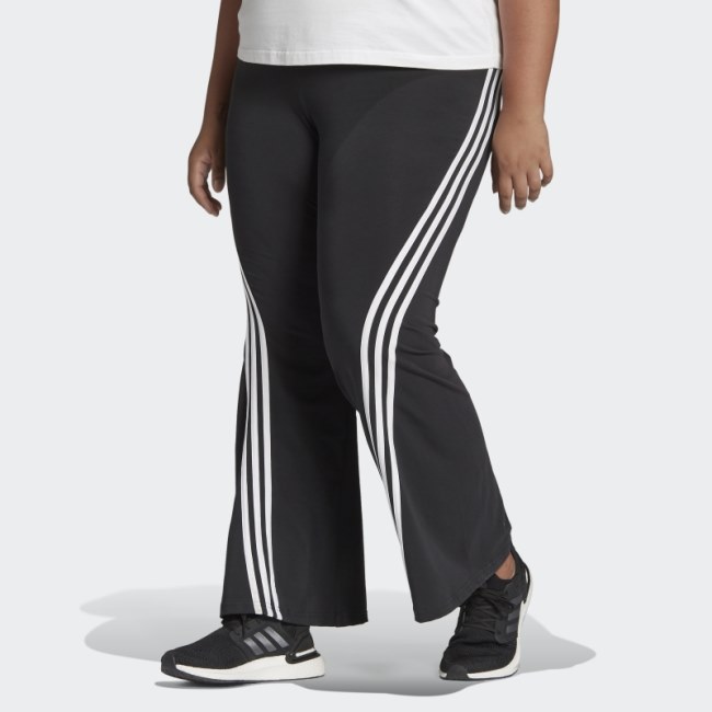 Black Adidas Sportswear Future Icons 3-Stripes Flare Pants (Plus Size) Hot