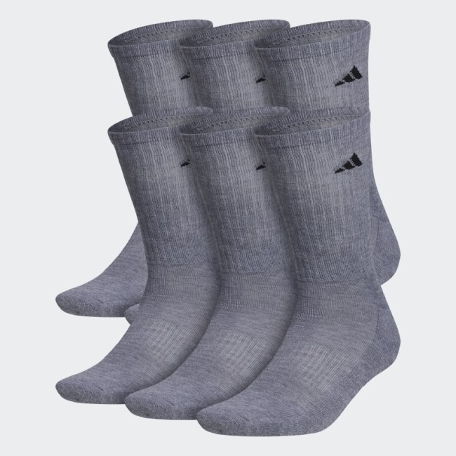 Medium Grey Athletic Cushioned Crew Socks 6 Pairs Adidas