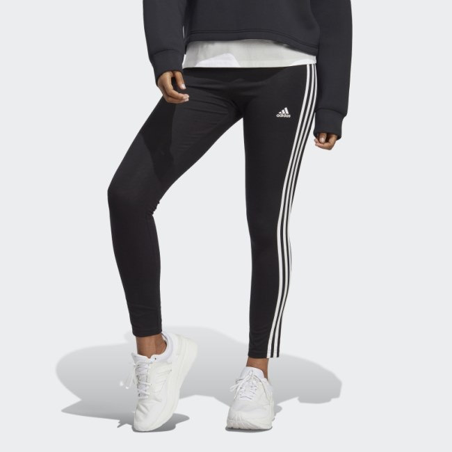 Adidas Essentials 3-Stripes High-Waisted Single Jersey Leggings Black