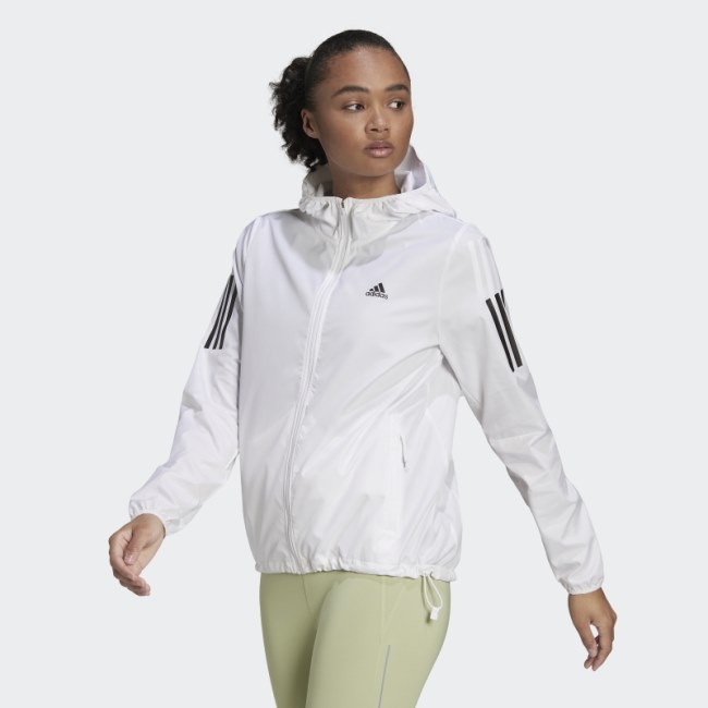Adidas White Own the Run Hooded Running Windbreaker