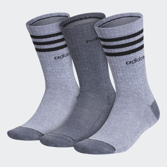 Medium Grey Adidas 3-Stripes Crew Socks 3 Pairs