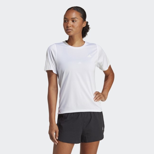 White Adidas Run Icons 3-Stripes Low-Carbon Running T-Shirt