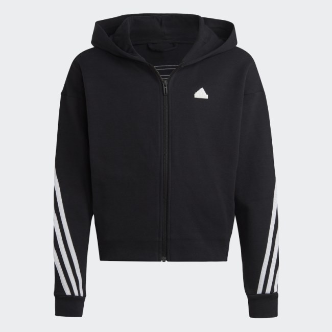 Black Adidas Future Icons 3-Stripes Full-Zip Hoodie