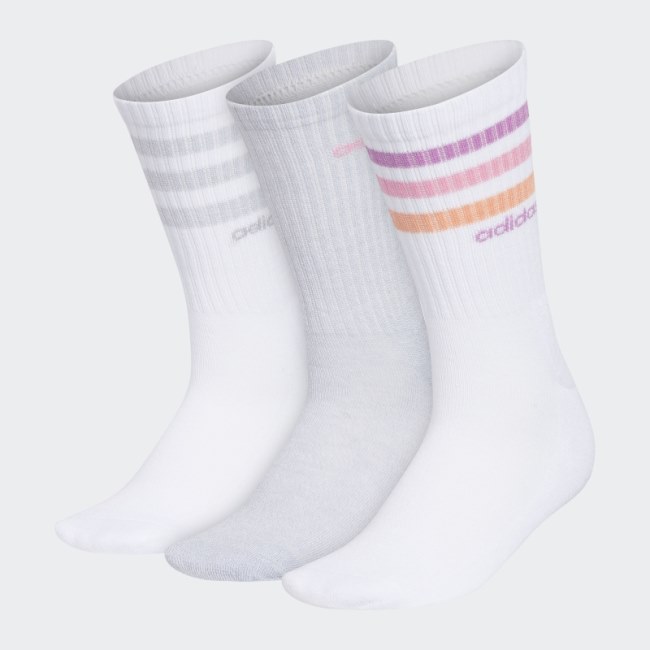 3-Stripes Crew Socks 3 Pairs White Adidas