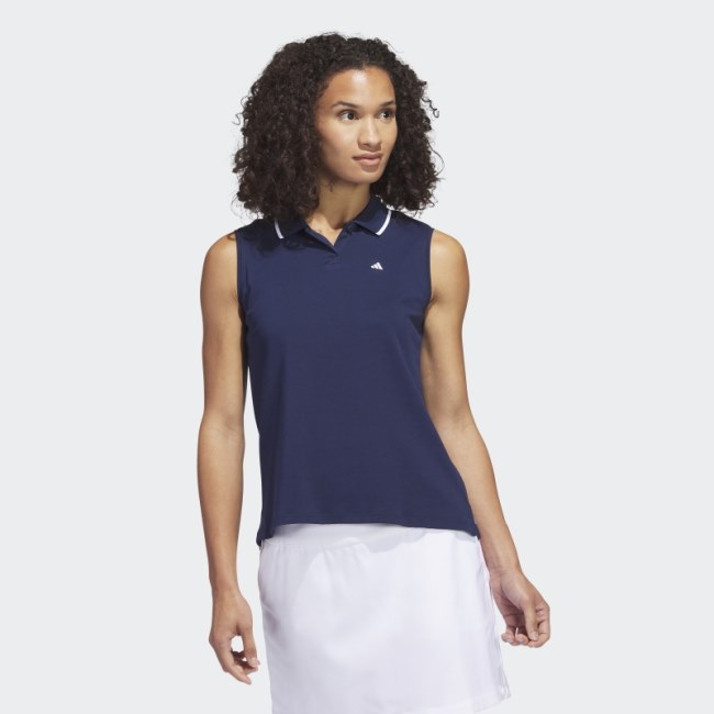 Adidas Navy Go-To Piqué Sleeveless Golf Polo Shirt