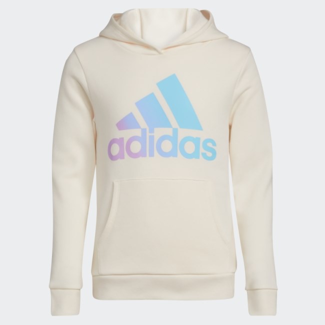 White Adidas Graphic Fleece Pullover Hoodie