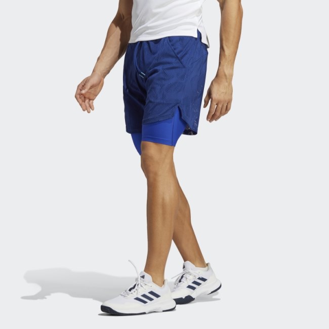 Victory Blue Melbourne Tennis Two-in-One 7-inch Shorts Adidas